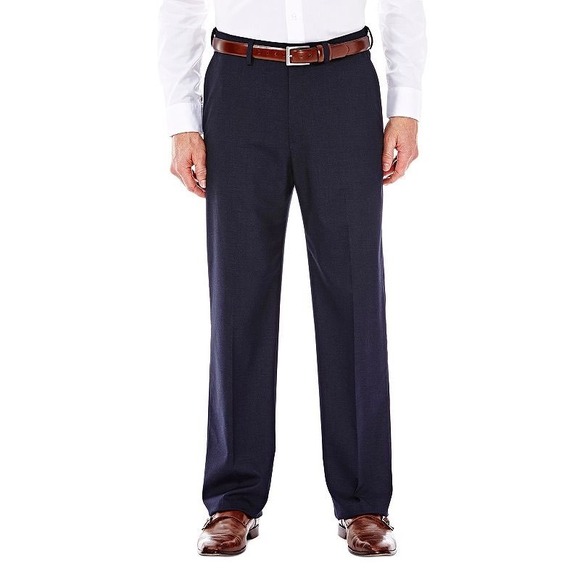Jmh Men Premium Stretch Classic Fit Flat Front Suit Pant - Dark Navy - 38W x 29L - Picture 1 of 7